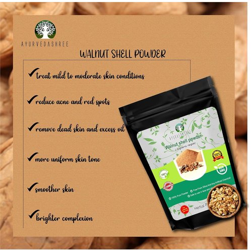 AYURVEDASHREE Walnut Shell Powder for Scrub Formulation 50 Gm | No Silica and Any Artificial Additives | for Homemade Natural Scrub | Exfoliating Face Mask, Exfoliates Skin Gently