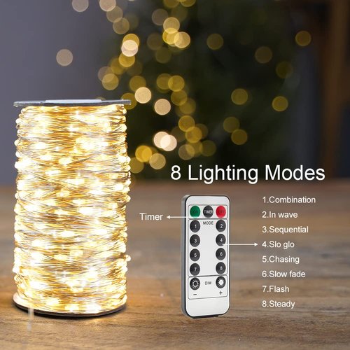 RESNICE Warm White Fairy String Lights 400FT Long 1200 LED Waterproof Plug in String Lights with Remote for Living Bed Room, Backyard, Patio, Garden, Porch, Wedding or Christmas