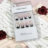 COCDLAN Black French Tips Press on Nails Medium Long Pink Fake Nails Square Glossy 3D Flower False Nails Reusable Nail Kit for Women 24Pcs