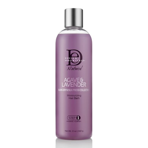 Design Essentials Agave & Lavender Moisturizing Hair Bath, Sulfate-Free Shampoo- Blow-Dry & Silk Press Collection - 12oz