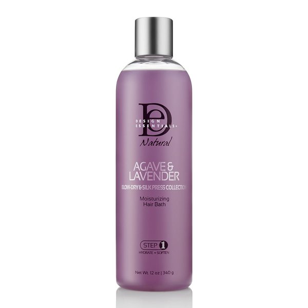 Design Essentials Agave & Lavender Moisturizing Hair Bath, Sulfate-Free Shampoo- Blow-Dry & Silk Press Collection - 12oz