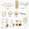Sweet 16 Party Decorations, 16th Birthday Decorations for Girls, Happy 16th Birthday Banner Balloons Cake Topper Tablecloth Foil Curtain, Sweet 16 Decorations for 16th Birthday Party Supplies