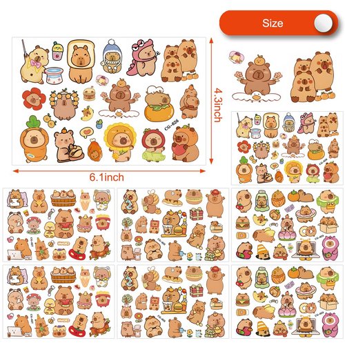 8 Sheets Capybara Temporary Tattoo Stickers, Capybara Birthday Party Supplies Decorations