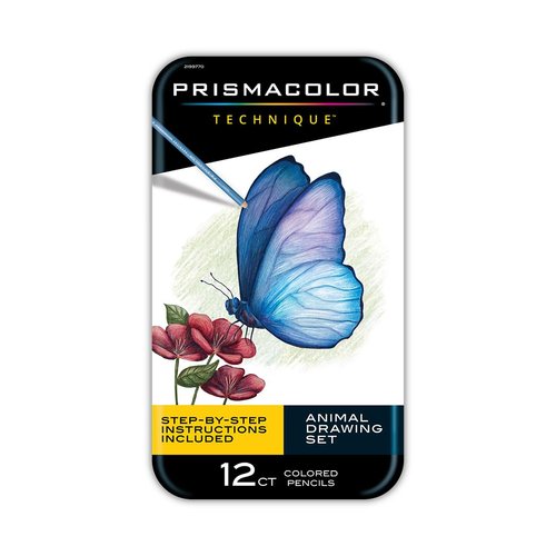 Prismacolor Technique Animal Drawing Set, Includes Colored Pencils and Step-by-Step Drawing Tutorials, Assorted Colors, 12 Count
