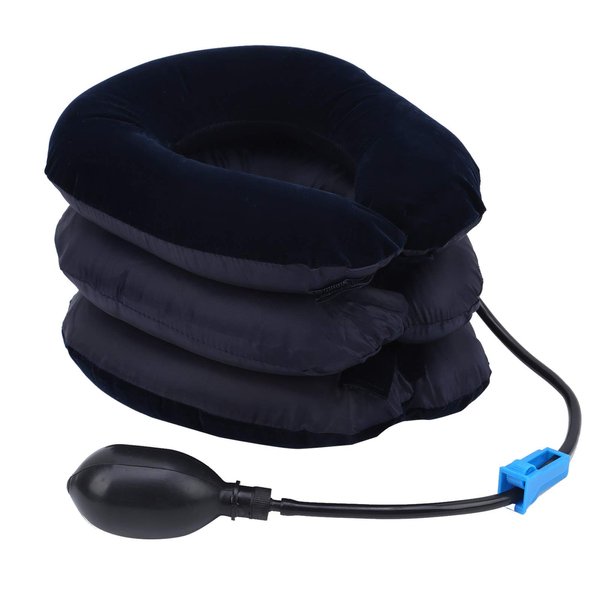Cervical Neck Traction Device, Pillow Instant Pain Relief Adjustable Stretcher Support Spine Alignment Brace for Home Use Decompression Inflatable Pinched Nerve Care Treatment Equipment(Navy Blue)