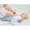 Amazing Baby Swaddle Blanket with Adjustable Wrap, Set of 3, Tiny Anchors, Stripes and Solid, Denim and Gray, Small