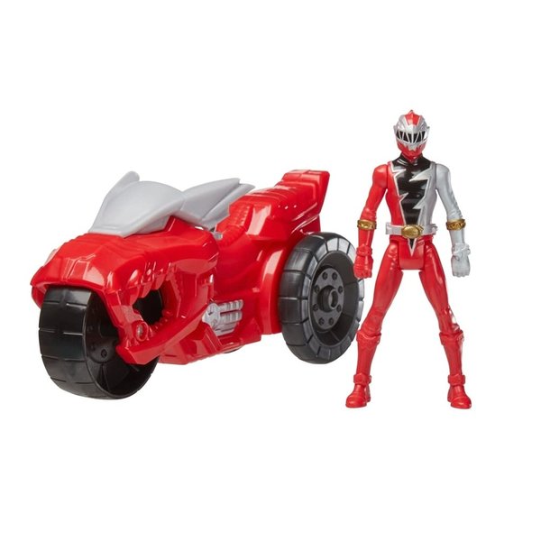 Power Rangers Dino Fury Rip N Go T-Rex Battle Rider and Dino Fury Red Ranger 6-Inch-Scale Vehicle and Action Figure, Toys Kids 4 and Up