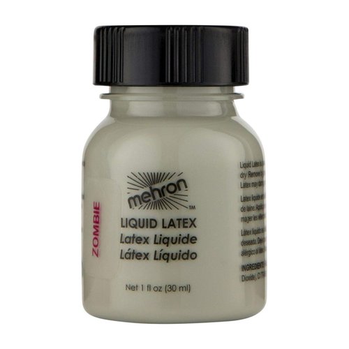 Mehron Makeup Liquid Latex | SFX Makeup | Halloween Latex Makeup | Latex Glue for Skin | Prosthetic Glue 1 fl oz (30 ml) (Zombie Flesh)
