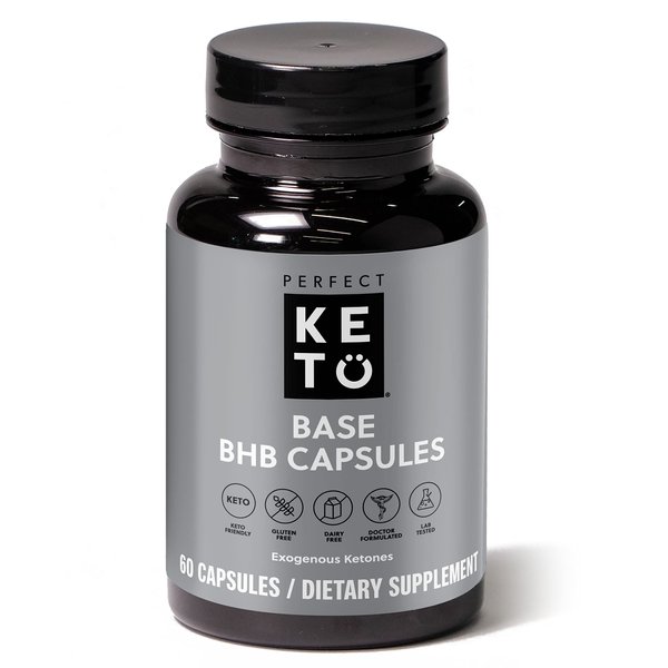 Perfect Keto Exogenous Ketones Capsules, Gluten Free BHB Salts Supplement for Ketosis & Fasting, Electrolytes for Hydration, Caffeine Free Energy, Keto Diet, Focus & Workout Support, 60 Count