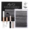 DIY Lash Extensions Kit 320pcs Individual Lashes Clusters 60D 80D D Curl Eyelash Extension Kit with Applicator and Lash Bond&Seal,Clusters Lash Glue Remover For False Eyelash Mix 10-16mm (60D+80D KIT)