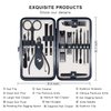 FIXBODY Manicure Pedicure Set - Nail Clippers Toenail Clippers Kit Includes Cuticle Remover with Black Leather Travel Case, Gift for Men and Women, Birthday Gifts for him