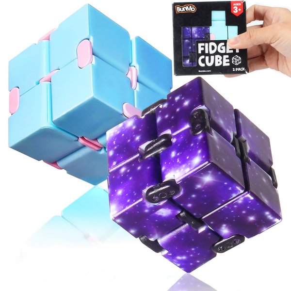 BUNMO Infinity Cube Fidget Toy - Stimulating & Engaging Fidget Toy - Teen Boy Toys - Fidgets for Adults - Travel Toys - Gifts for Teenage Boys - 10 Year Old Boy Gift Ideas - 2 Pack Plastic