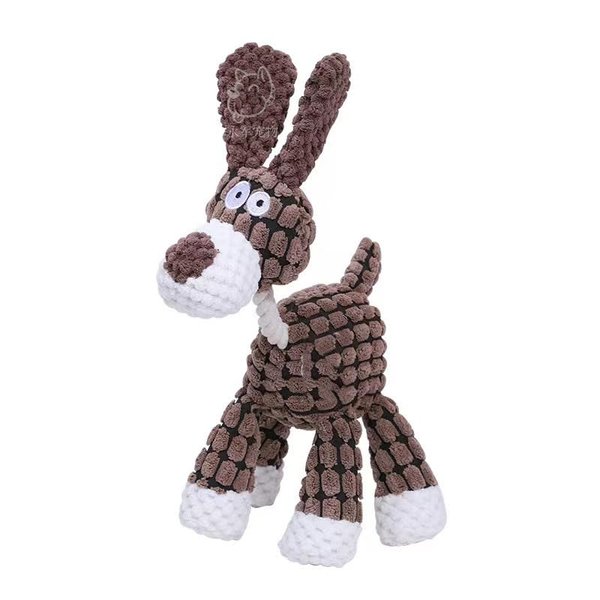 Feill Plush ChewToys with Squeakers, Cute Soft Dog Toys for Teeth Cleaning, for Indoor Puppies and Senior Pups, Plush No Mess Chew and Play (Brown Dog)