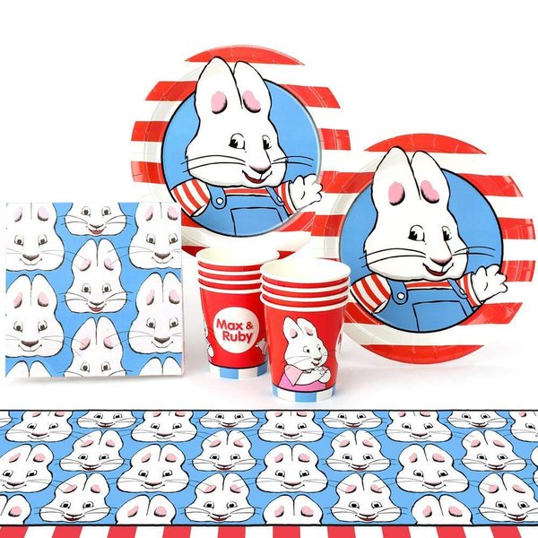 Max and Ruby Party Supplies Set - 66 Piece Standard Birthday Party Decoration Pack, Perfect for 8 Guests, by Prime Party