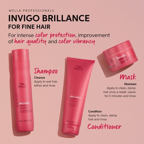 Wella Professionals Invigo Brilliance Hair Mask for Fine/Normal Colored Hair, Conditioning Treatment, Color Vibrancy, 16.9 Fl oz