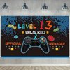 13th Birthday Backdrop Banner Video Game Decorations for Boys Level 13 Birthday Backdrop Decorations 13 Years Official Teenager Birthday Party Supplies