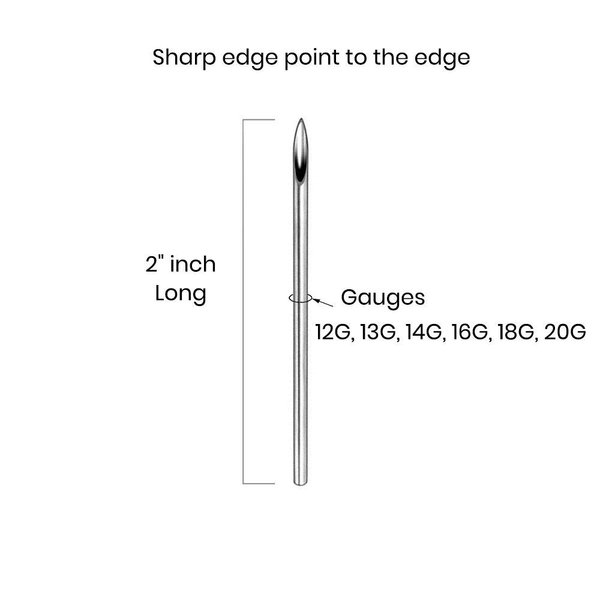 BodyJewelryOnline Ear Nose Body Piercing Needles Pack [100 Pieces], Hollow Design, 16g Straight Needle, 2" Long, Surgical Stainless Steel, Super Sharp Tip, Individually Sealed, 100% Sterilized