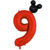 40 inch Red Number 9 Balloon & Mini Mouse Head Balloon, 9th Birthday Party Decoration Balloons, Cartoon Mouse Birthday Party Supplies Baby Shower Decoration, Red Black Theme Party Decorations Supplies
