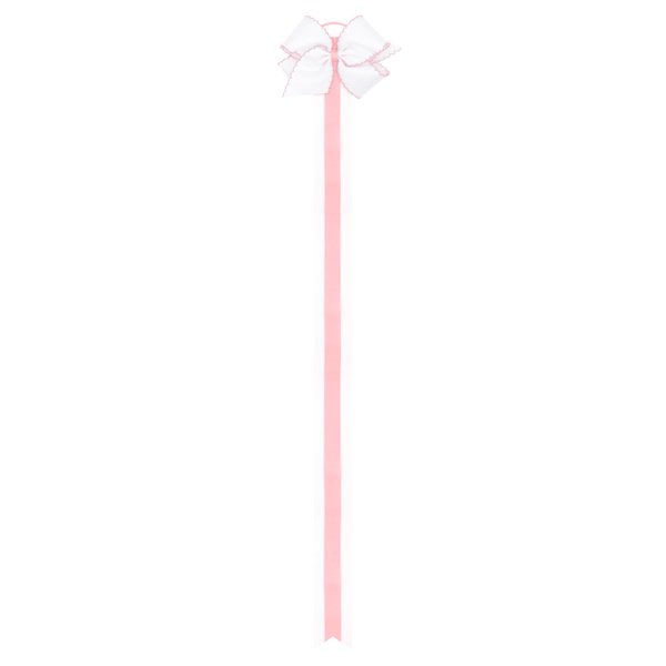 Wee Ones Girls Grosgrain Hair Bow holder with Wearable King Hair Bow with Moonstitch Edge, Wht W/Lpk, King