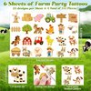 ADXCO 144 Pieces Farm Party Tattoos Gold Glitter Farm Barnyard Tattoos Farm Animal Temporary Tattoos for Kids Farm Birthday Decorations Party Favors Supplies, 24 Designs