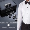 HAWSON Men’s Cufflinks and Tuxedo Studs Set with Gift Box; Men’s Jewelry or Accessories Suitable for Black Suit White shirts vest and Red Bow tie on Wedding or Anniversary and Birthday