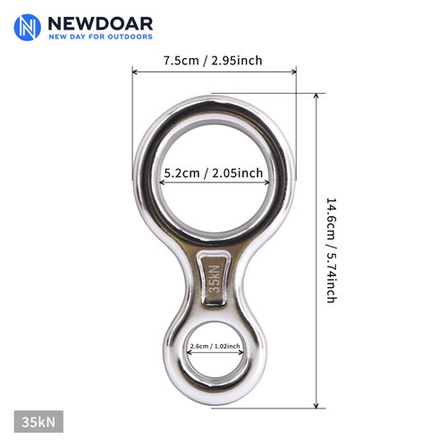 NewDoar Climbing Gear Downhill Equipment, Descender Rappel Rock Climbing Descending Belaying Equipment Rescue Figure 8 Descender Rigging Plate 35KN for Climbing Belaying and Rappeling Device(White)