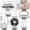JarThenaAMCS 110Pcs Volleyball Party Favors Set Volleyball Keychain Stress Ball Hair Scrunchies Bracelet Waterproof Cosmetic Bags Stickers for Sports Party Supplies School Rewards