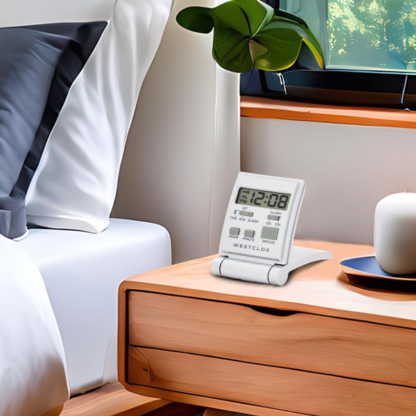 Westclox 47508s Travelmate Lcd Travel Folding Alarm Clock 5", Silver