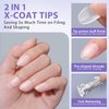 Extra Short Almond Nail Tips - BTArtbox Gel Nail Tips Natural X-COAT Tips with Tip Primer Cover, Pre-shaped Full Matte Oval Gel Press On Nails Clear Soft Fake Nails for Acrylic Nail Extensions Sizes