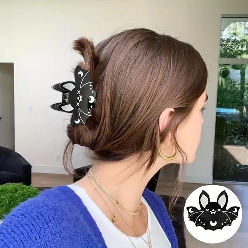 Halloween Hair Claw Clips Hair Claw for Women 1Pcs Black Bat Hair Claw Clips for Thick Hair Black Hair Clips Hair Clips Resin Hair Clips Black Cute Bat Halloween Clips Cute Hair Clips Accessories