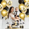 RUBFAC 110pcs Black and Gold Balloons Garland Arch Kit with Black Gold Confetti Balloons for Graduation Birthday Wedding Party Decorations