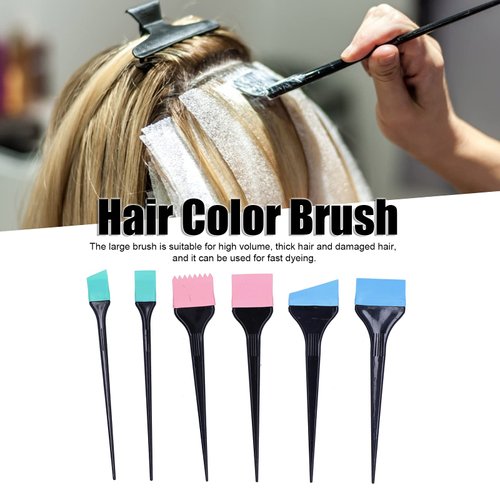 Hair Dye Applicator Brushes, 6pcs Silicone Hair Dye Brush Soft Hair Coloring Kit for Home Barber Shop Salon Hair Bleach Tinting Diy Tool Hair Treatments Coloring Brush Set Hair