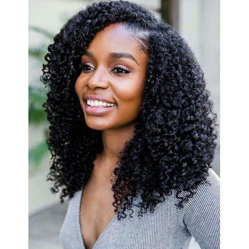 Luwigs Afro Kinky Curly 3B 3C Clip in Hair Extensions for Black Women Real Brazilian Virgin Human Hair Clip Ins Natural Color 7pcs/set (12 inches, 3B 3C Afro Kinky Curly)