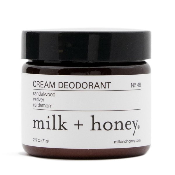 milk + honey Aluminum Free, Cream Deodorant, No. 46, with Sandalwood, Vetiver, and Cardamom, Natural Deodorant for Women and Men, 2.5 Ounce