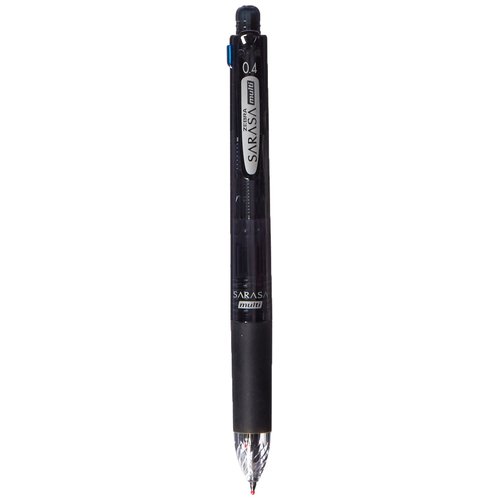 Zebra Multi Function Sarasa 4 Plus S Black/Red/Blue/Green Ink 0.4mm Ballpoint Pen, 0.5mm Mechanical Pencil, Black Body (J4SAS11-BK)