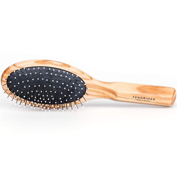 Fendrihan Oval Olivewood Pneumatic Hairbrush with Styling Pins 8.4" (Made in Germany)
