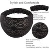 IMMER LIEBEN 3 Pcs Wide Lace Headbands Elastic Head Wrap Stretch Hair Accessories Makeup Headband Elegant Hair Band for Lady Women Girls 3 Colors （Black, Beige, Brown）