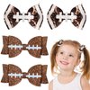 Whaline 4Pcs Glitter Football Hair Bow Clips Brown and White Football PU Leather Hairgrips Sparkly Alligator Clips for Sports Party Hair Accessories