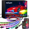 Nilight 4Pcs Car Underglow Neon Accent Strip Lights 256 LEDs RGBIC Multi Color DIY Sound Active Function Music Mode with APP Control and Remote Control Underbody Light Strips, 2 Years Warranty