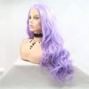 xiweiya Lilac Purple Lace Front Wigs for Women Makeup, Long Wavy Lavender Purple Hair Wig with 13x3 Lace Natural Hairline Realistic for Drag Queen Halloween Cosplay Wigs