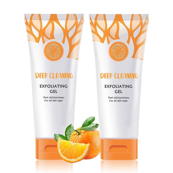 2PCS Orange Exfoliating Face Body Skin Exfoliating Gel Scru Natural Moisturizing Orange Peeling Gel Face Scrub