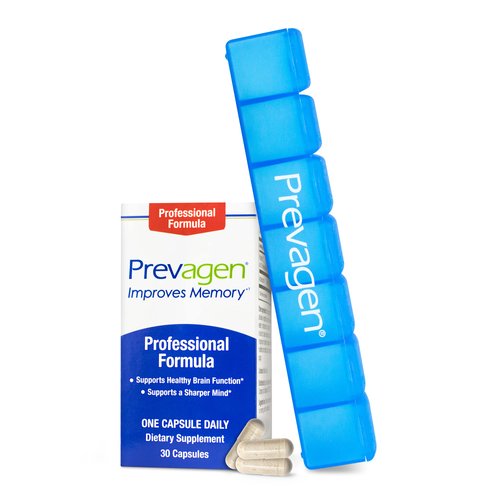 Prevagen Improves Memory - Professional Formula 40mg, 30 Capsules with Apoaequorin & Vitamin D 7-Day Pill Minder | Brain Supplement for Better Brain Health, Supports Healthy Brain Function