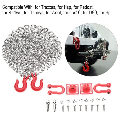 VINGVO Tow Hook, RC Tow Chain Metal 1/10 Scale RC Tow Hook, Tow Hook for RC Cars Daily Use Crawler Car Trailer Chain Assemble