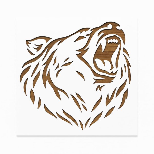 Bear Logo Stencil Reusable Sturdy Flexible Clear Plastic 1-5.5x5.5 in Arts and Crafts Material Scrapbooking for Airbrush Painting Drawing