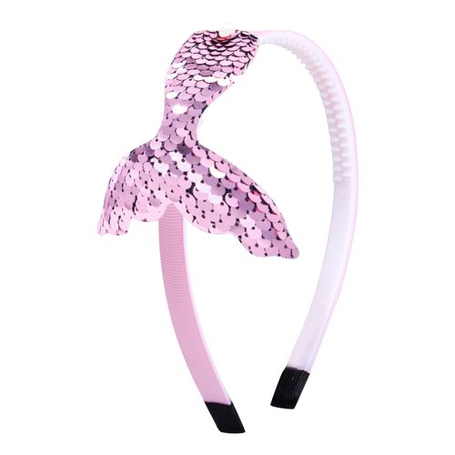 Mermaid Headband Laser Mermaid Glitter Hair Band Mermaid Sequin Hair Accessories Girls Women Birthday Seaside Pool Party (Pink Mermaid)
