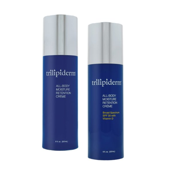 Trilipiderm Weekender Bundle – All-Body Moisture Retention Crème Broad Spectrum SPF 30 with Vitamin D and All-Body Moisture Retention Crème, 8 Ounce Airless Pump Bottles
