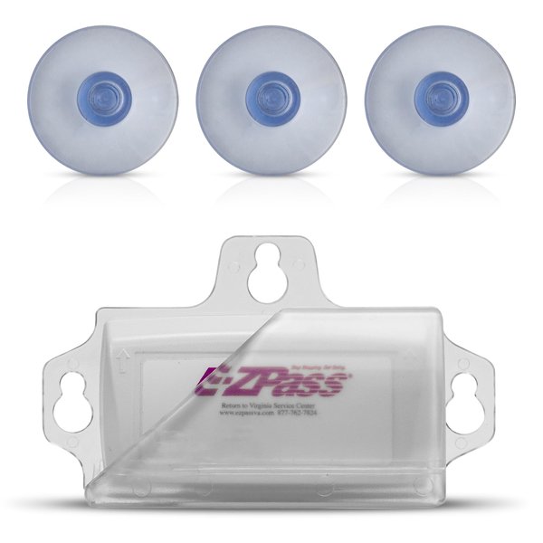 EZ Pass Holder with 3-Super Strong Suction Cups for Windshield. Ezpass Holder, Durable Toll Pass Transponder iPass Holder