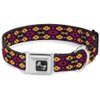 Dog Collar Seatbelt Buckle Mini Navajo Purple Yellow Pink Green 15 to 26 Inches 1.0 Inch Wide