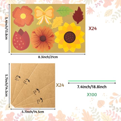 BeYumi Flower Bouquet Craft Kit - 48Pcs Fall Flower Bouquet Craft for Kids Make Your Own Thankful Flower Bouquet Autumn Fall Florals Thanksgiving DIY Gift Craft School Classroom Home Fun Activities