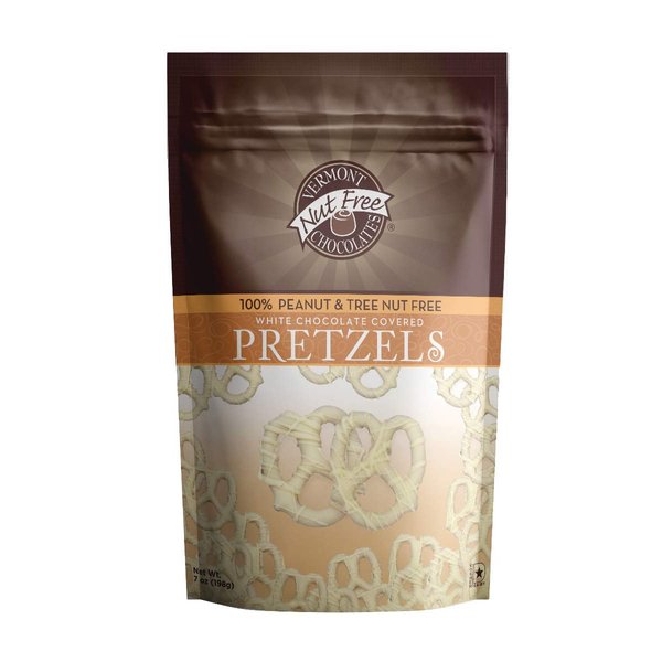 Vermont Nut Free Chocolates Covered Mini Twist Pretzels (White Chocolate) 7 Ounces